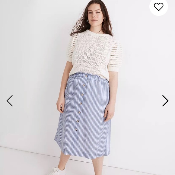 New: Madewell Paperbag Button Front Midi Skirt with Pockets - Picture 2 of 14
